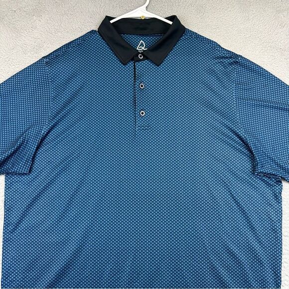 Deolax Polo‎ Shirt Mens XXL Blue Geometric Pattern Stretch Golf Casual Outdoor - Picture 3 of 16
